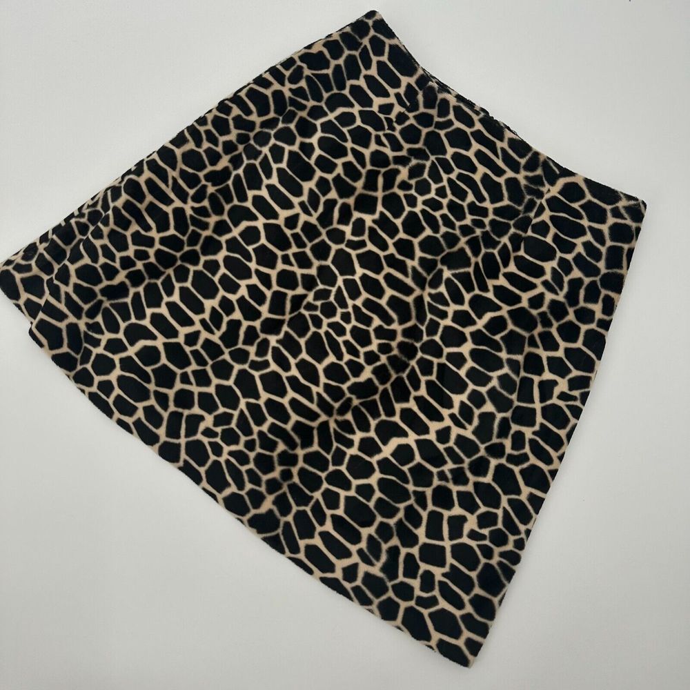Lucia Lukken Straight & Pencil Skirt Womens M Black Brown Animal Print Back Zip